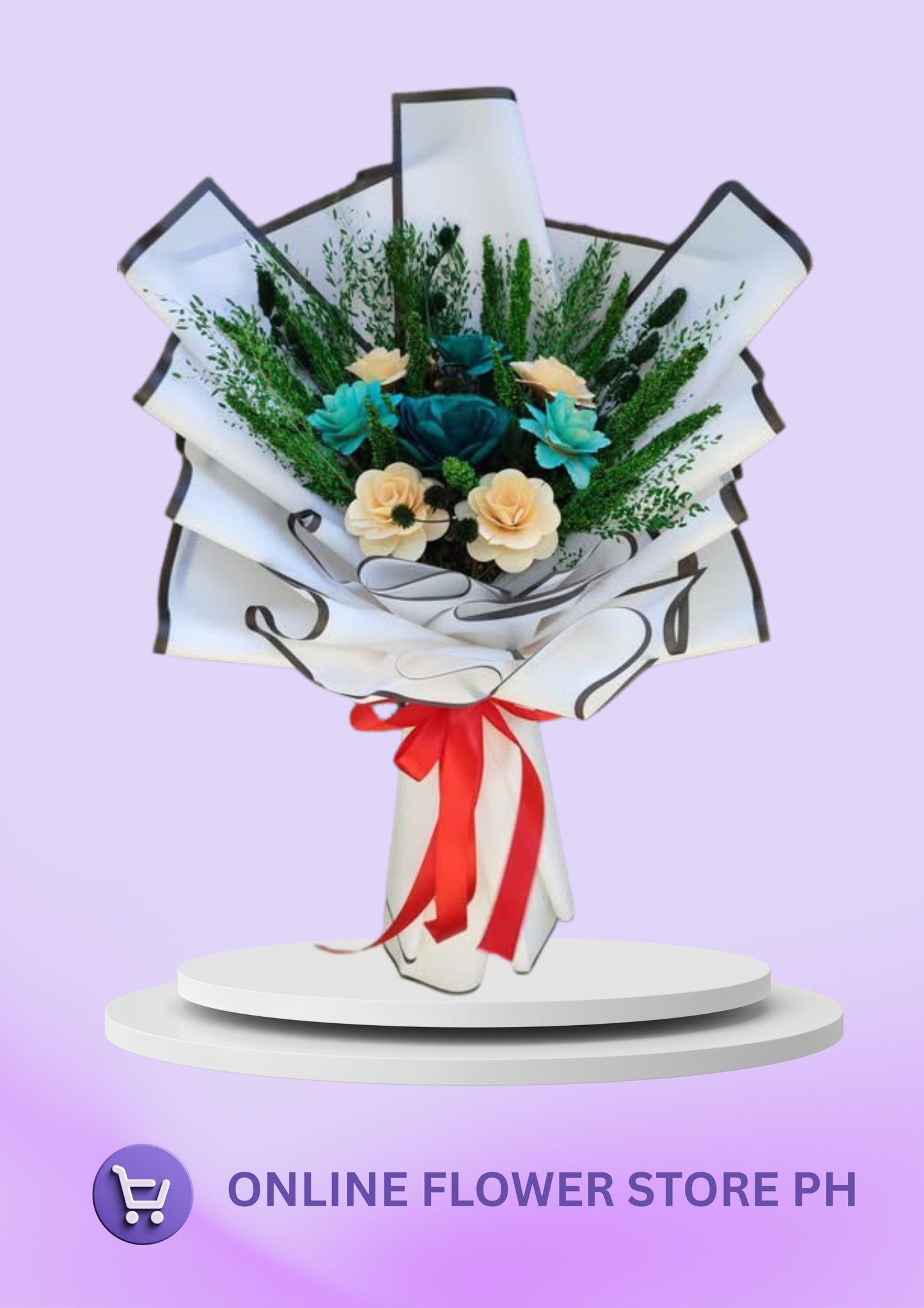 CB- peach & blue green flora (dried)