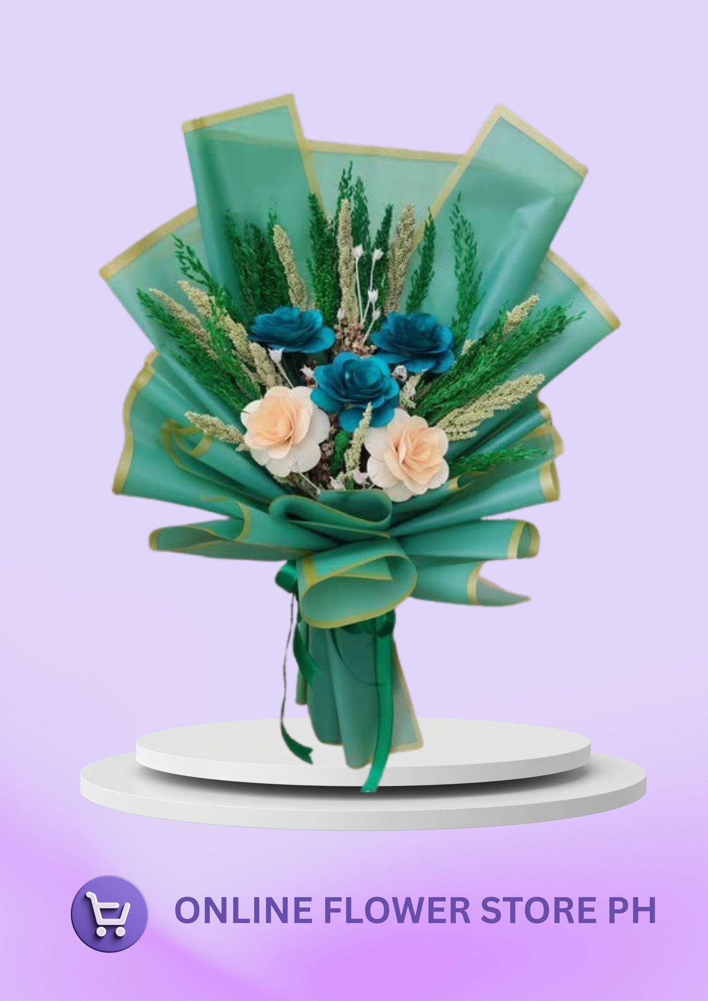 CB- peach & blue green flora (dried)