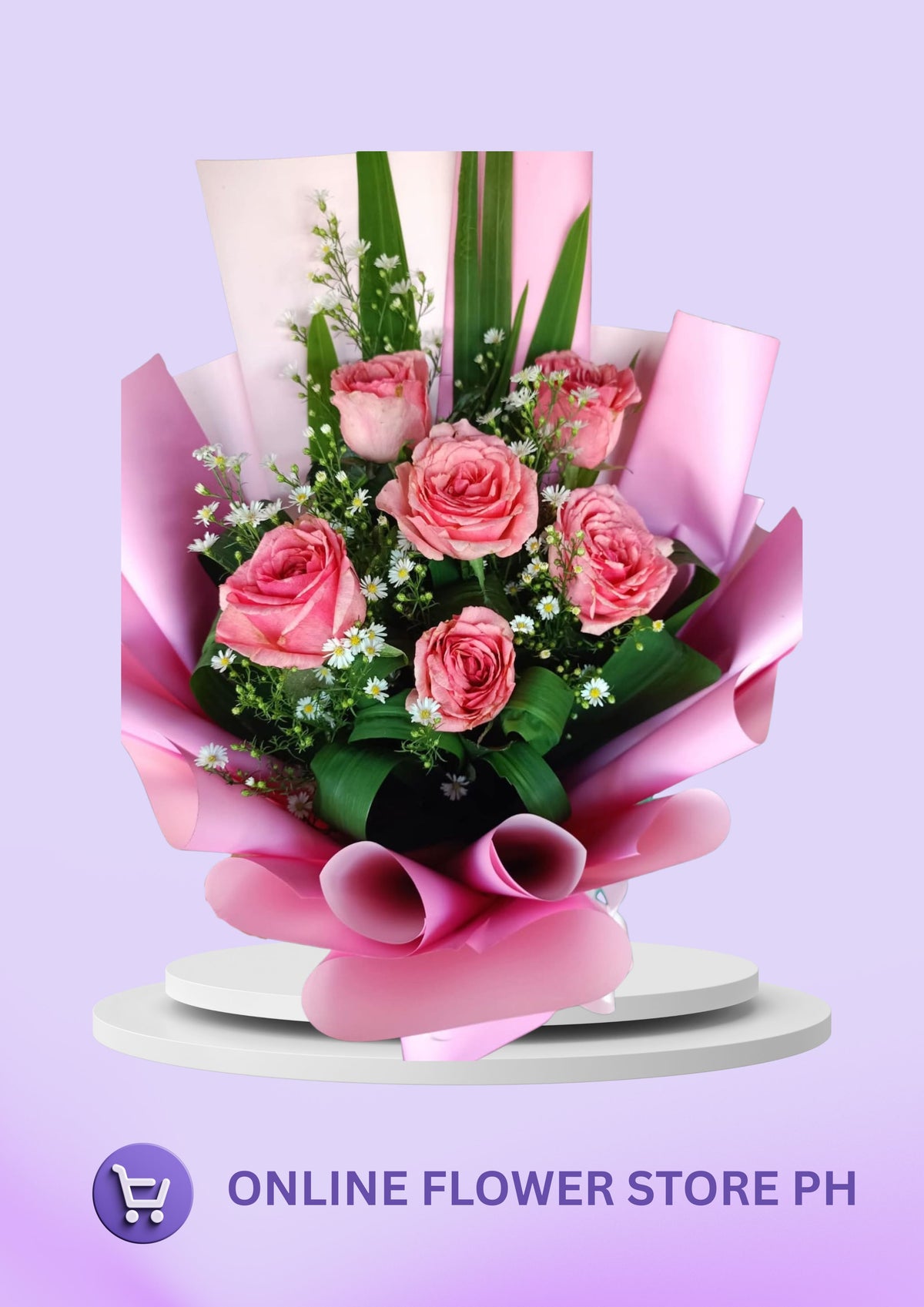B- 6 stem Pink Roses