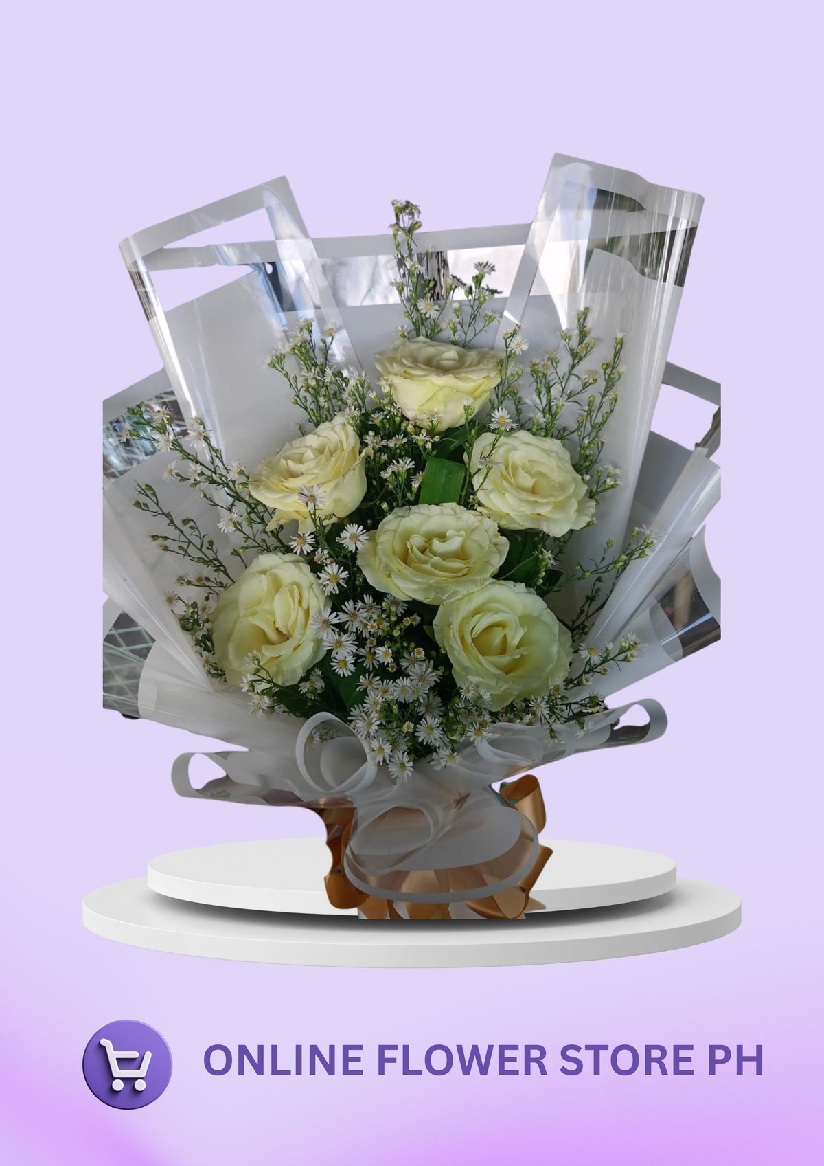 B- 6 stem White Roses