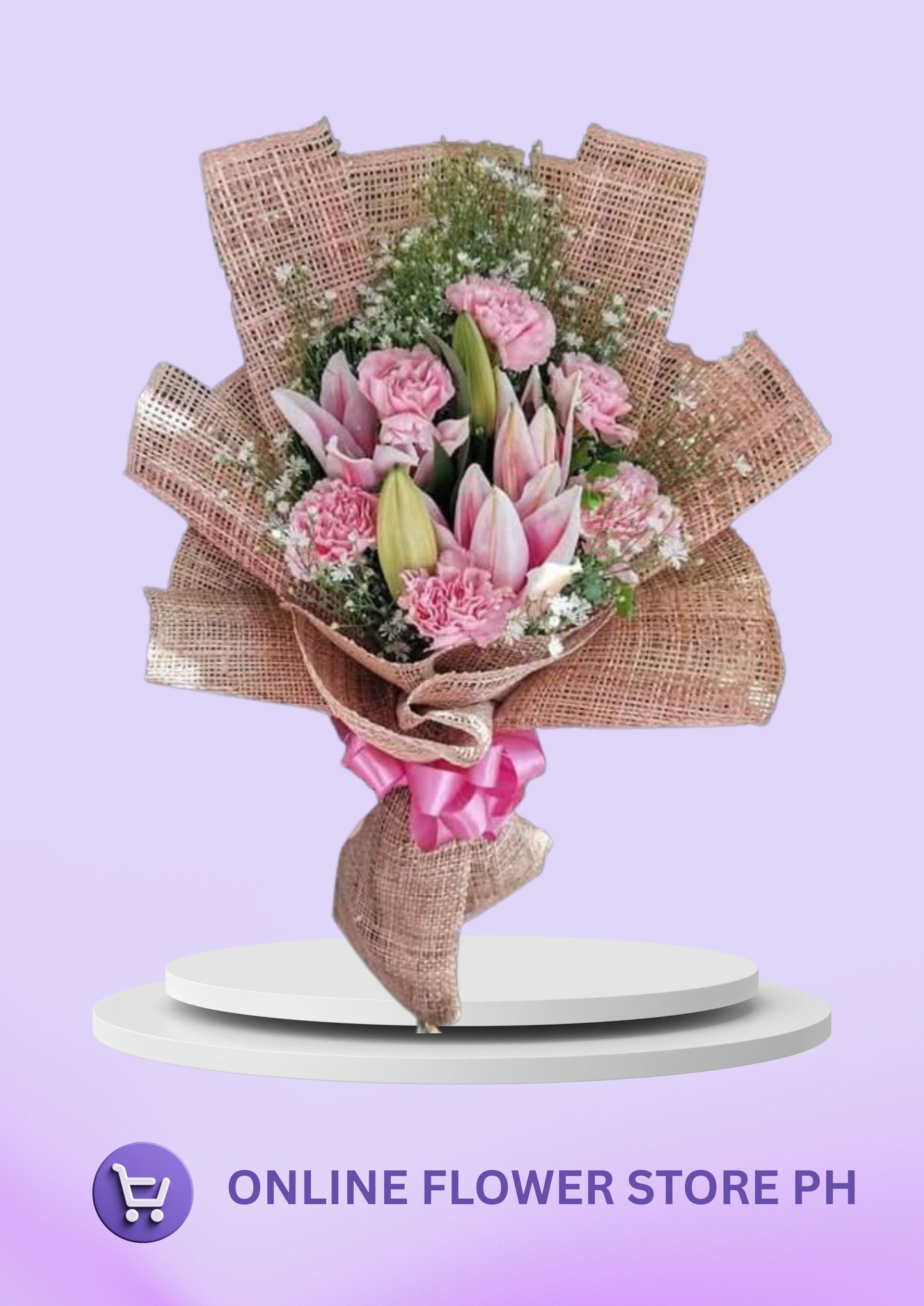 BI-“Graceful Bloom: Carnations & Stargazer Bouquet”