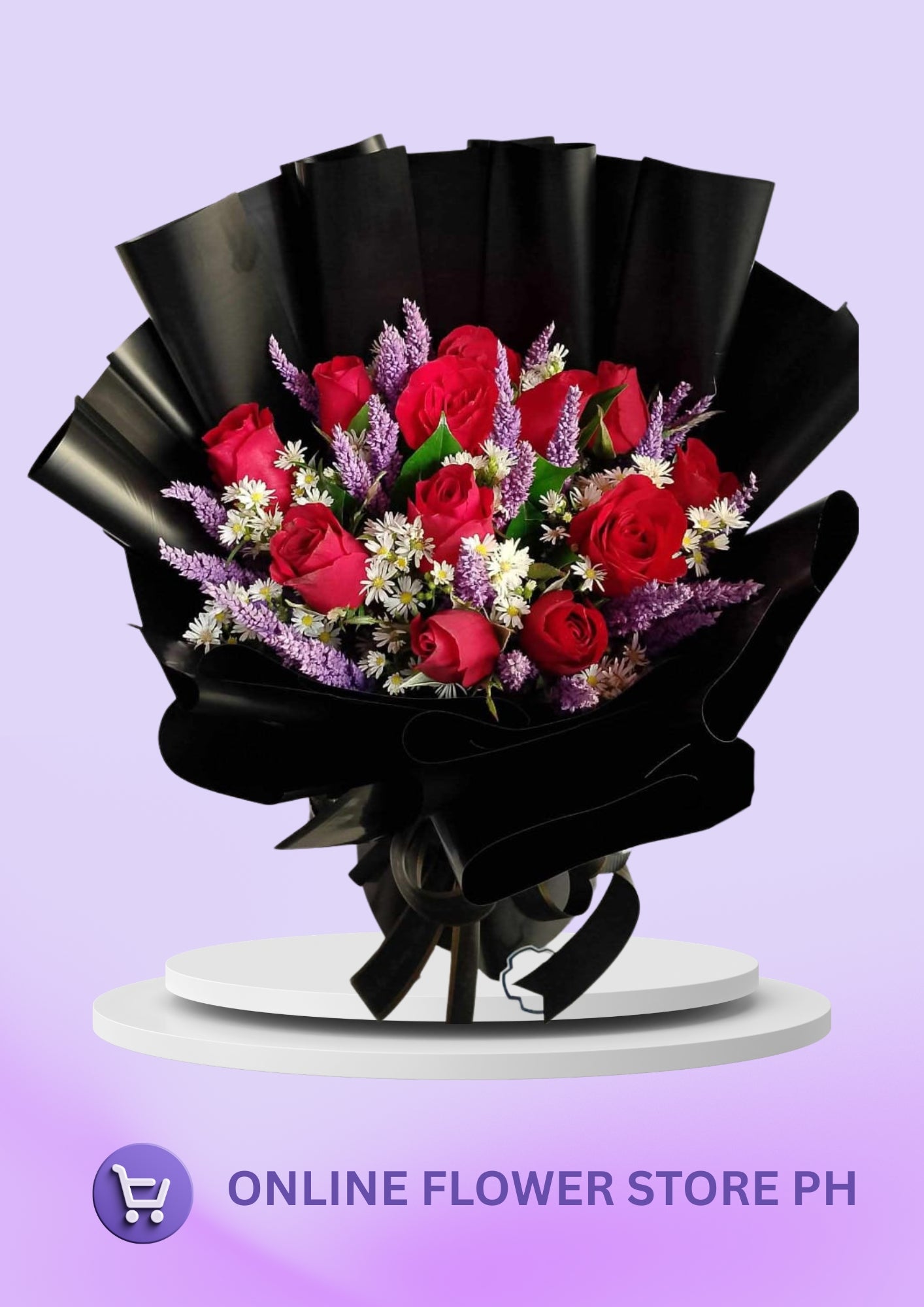 Midnight Romance – 12-Stem Semi-Round Bouquet
