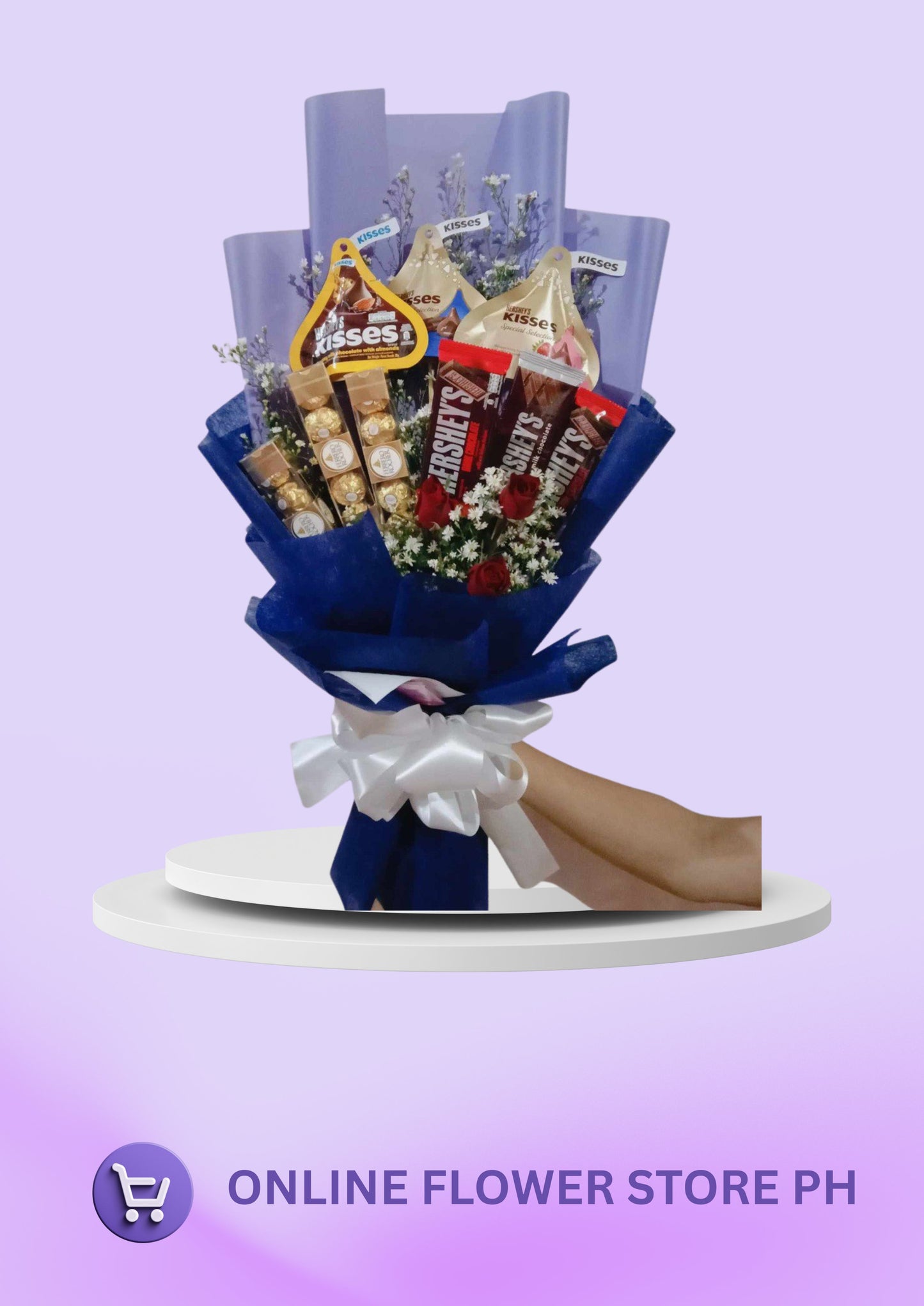BI- Sweet Romance: 3 Red Roses with Chocolate Bouquet