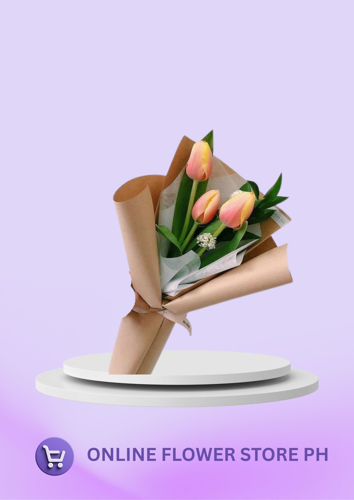3 stems orange Tulips