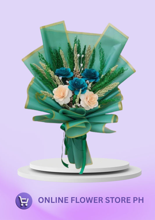 CB- peach & blue green flora (dried)