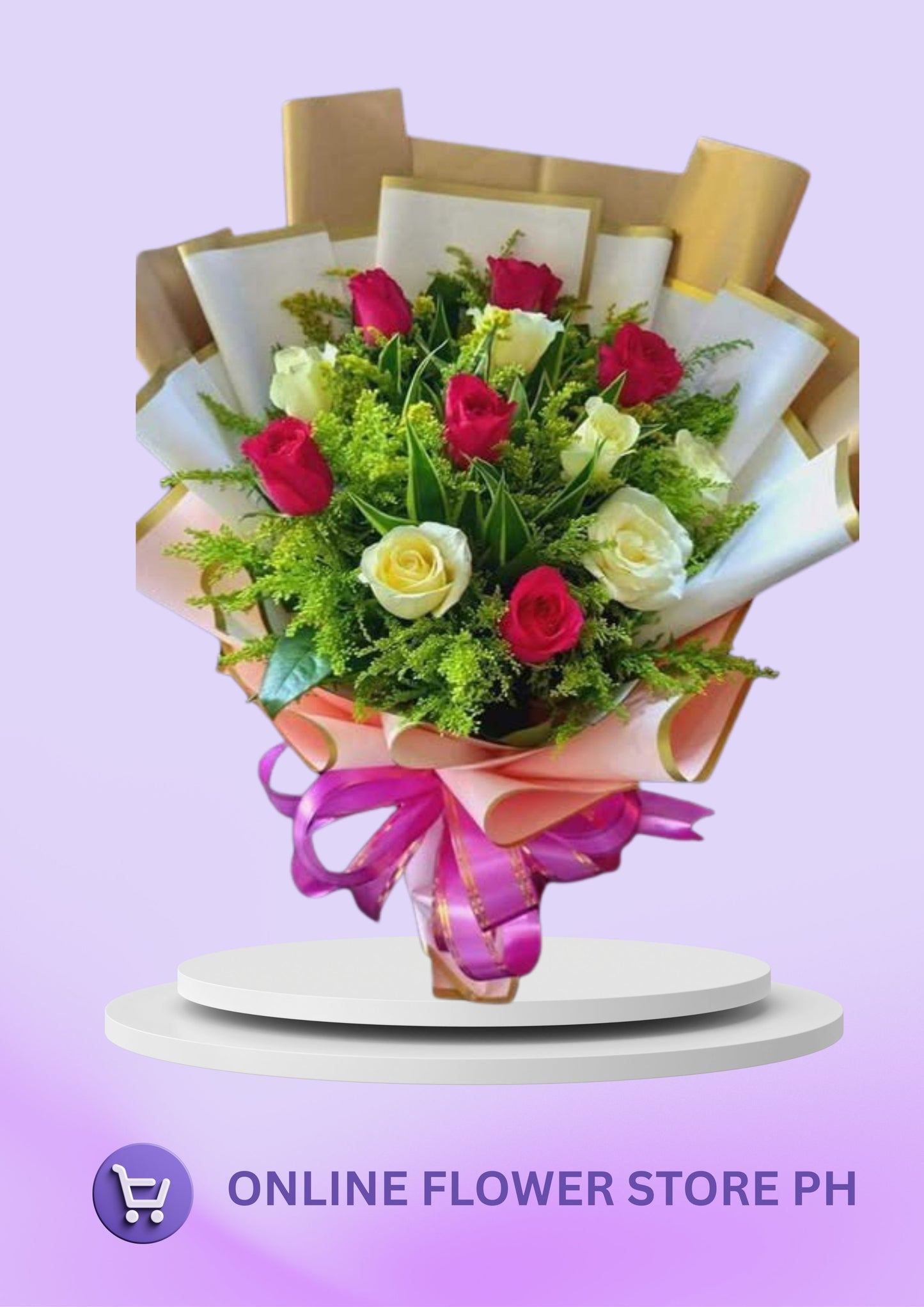 CB- 12 stems red & white roses