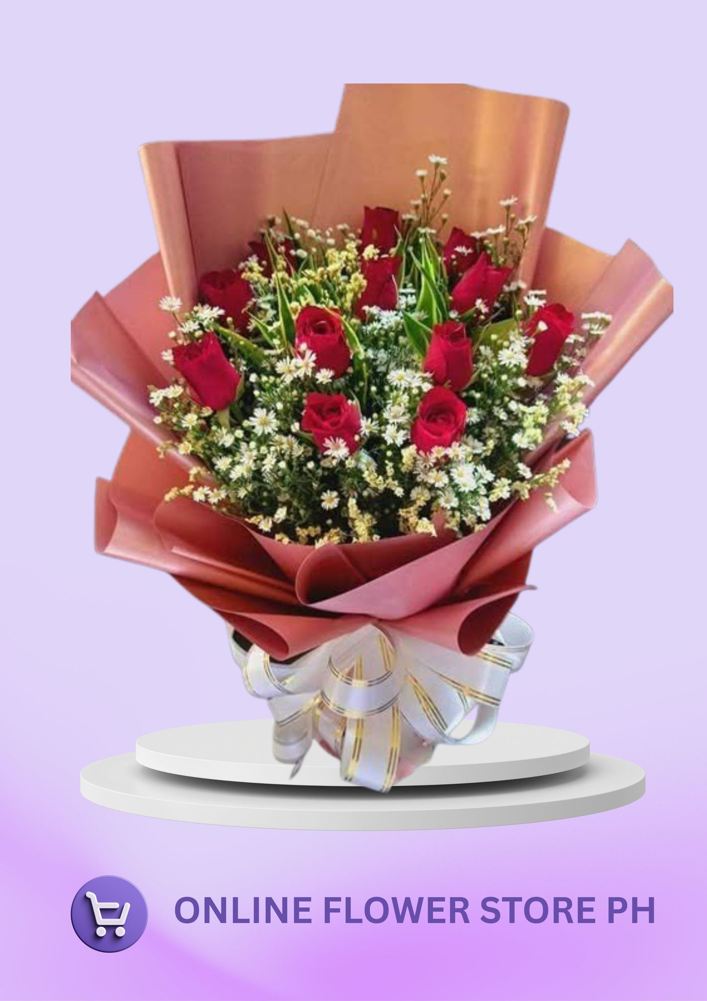 CB- 12 stems red & white roses