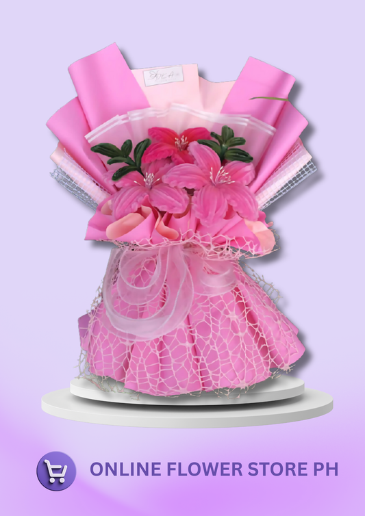 (Pre-Order) Blush Whimsy – Pink Fuzzy Wire Bouquet