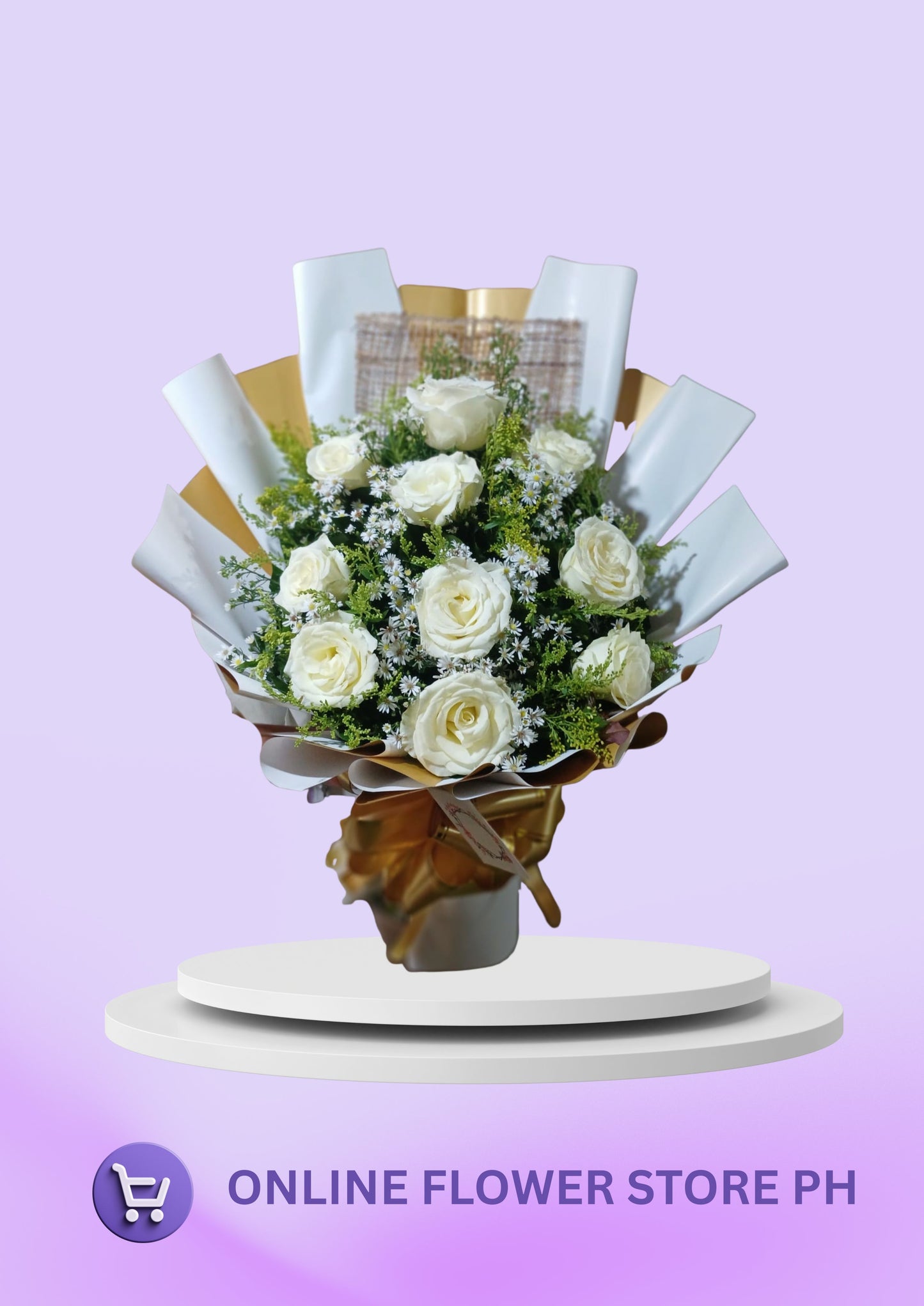 B- 10 stem Elegant White Roses
