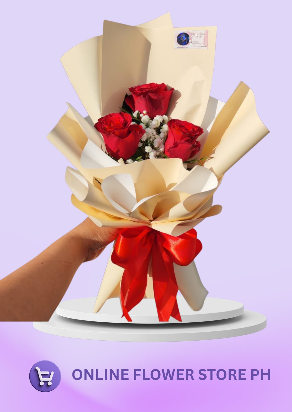 M- 3 stems Imported Red Rose