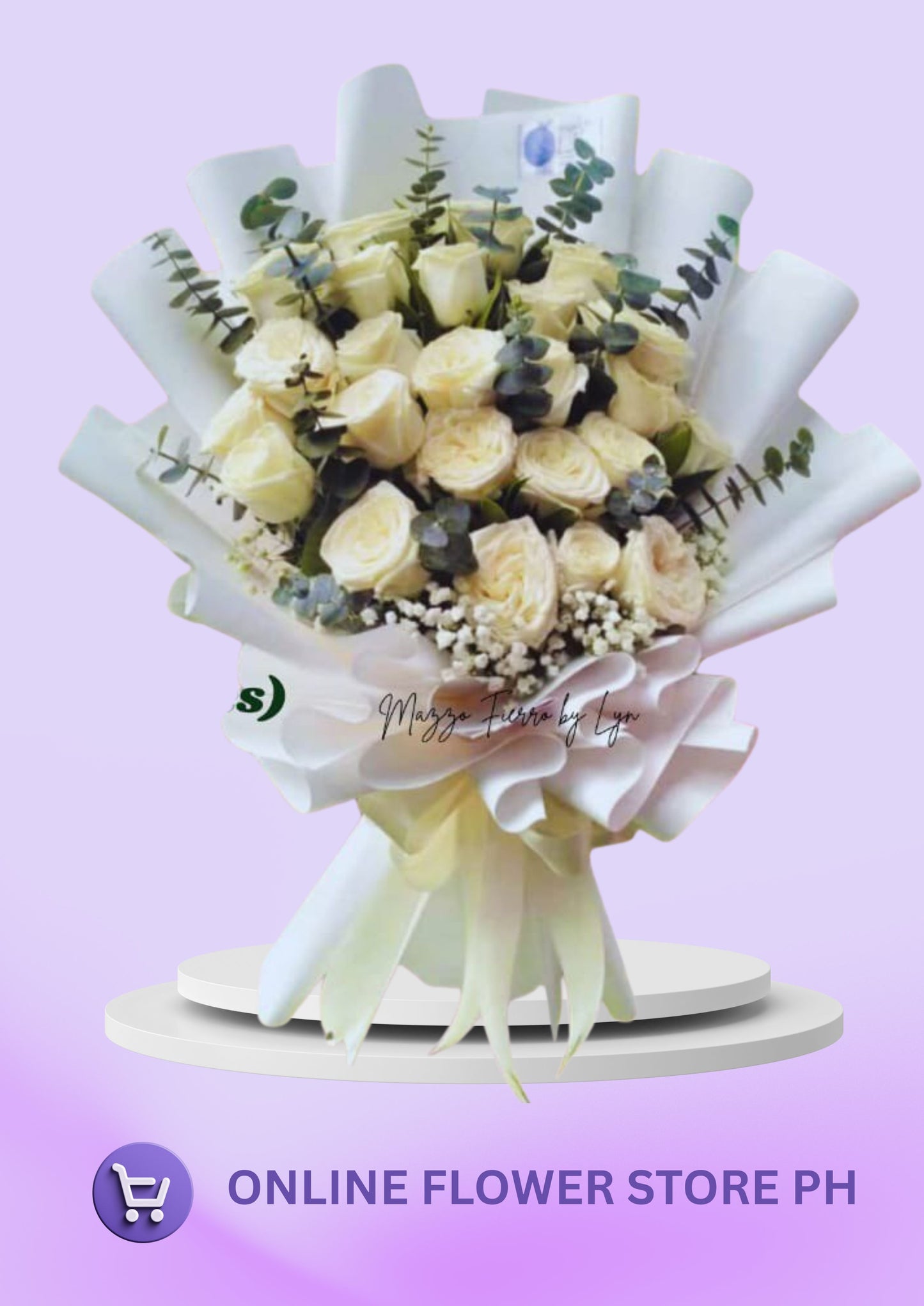 M- 2 dozen Korean White Roses