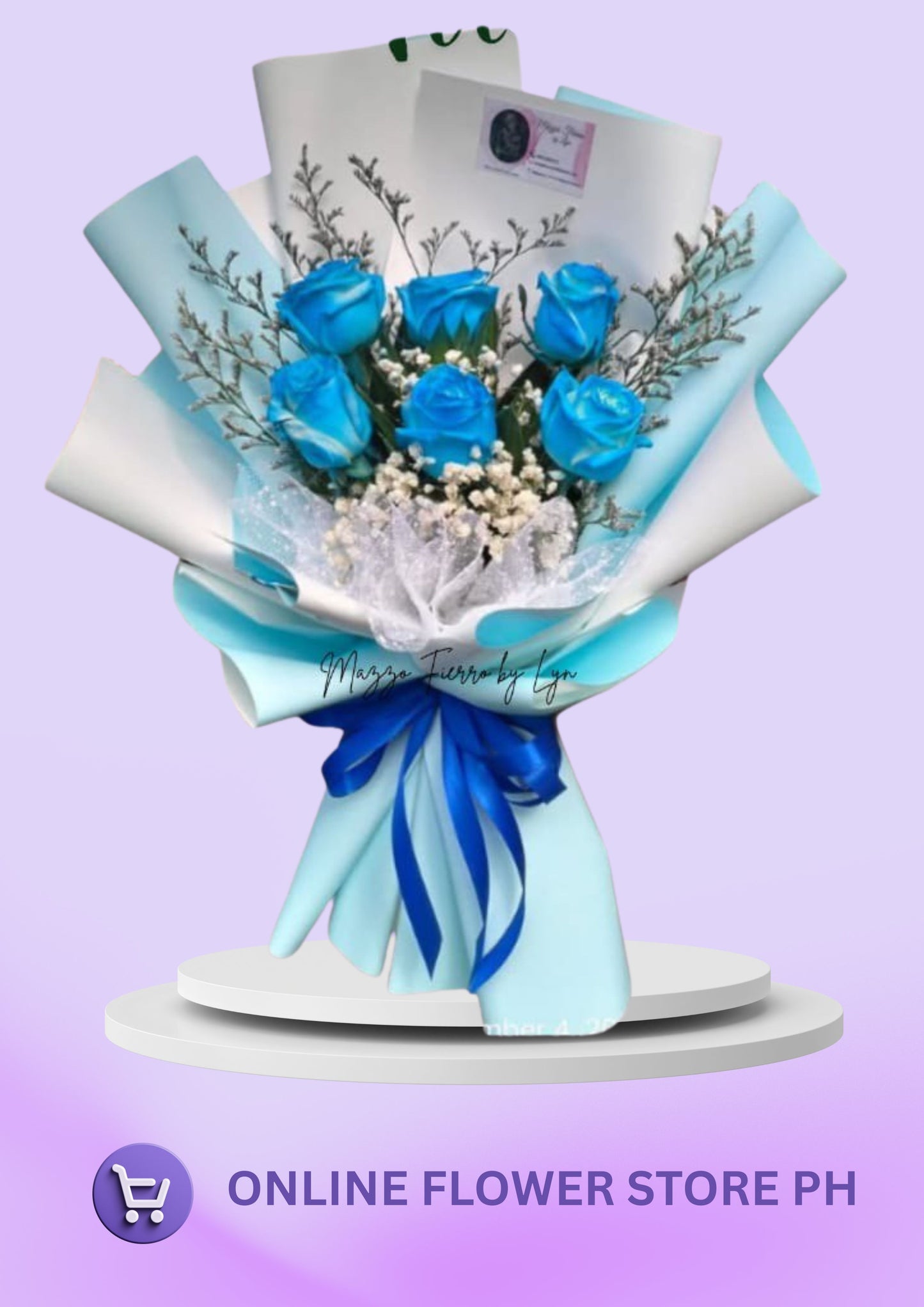 M- 6 pcs Blue Floral Spray