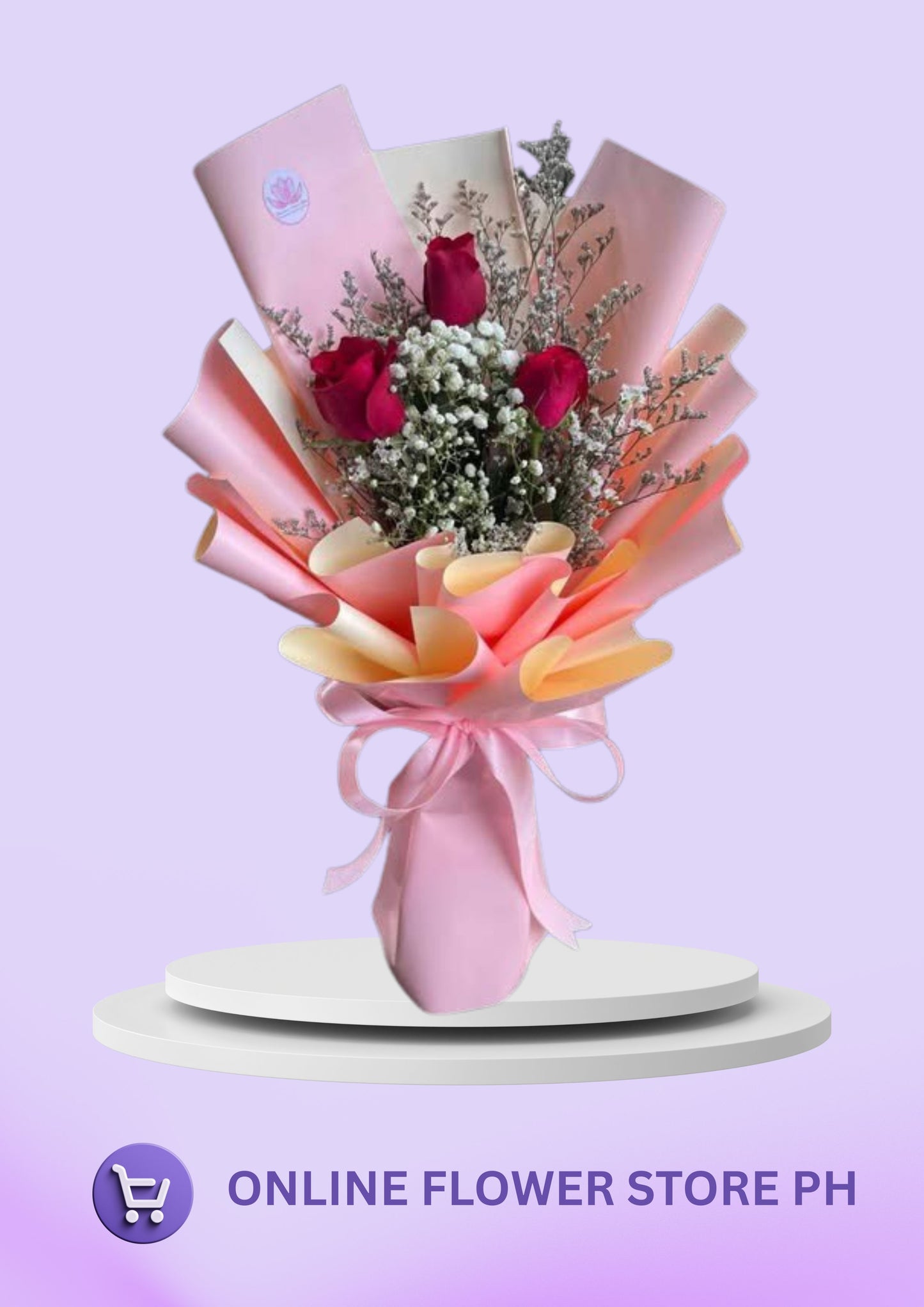 BI- “Triple Love: 3-Stem Red Rose Bouquet”