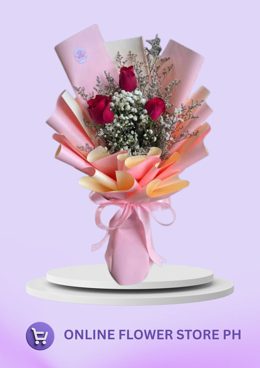 BI- “Triple Love: 3-Stem Red Rose Bouquet”