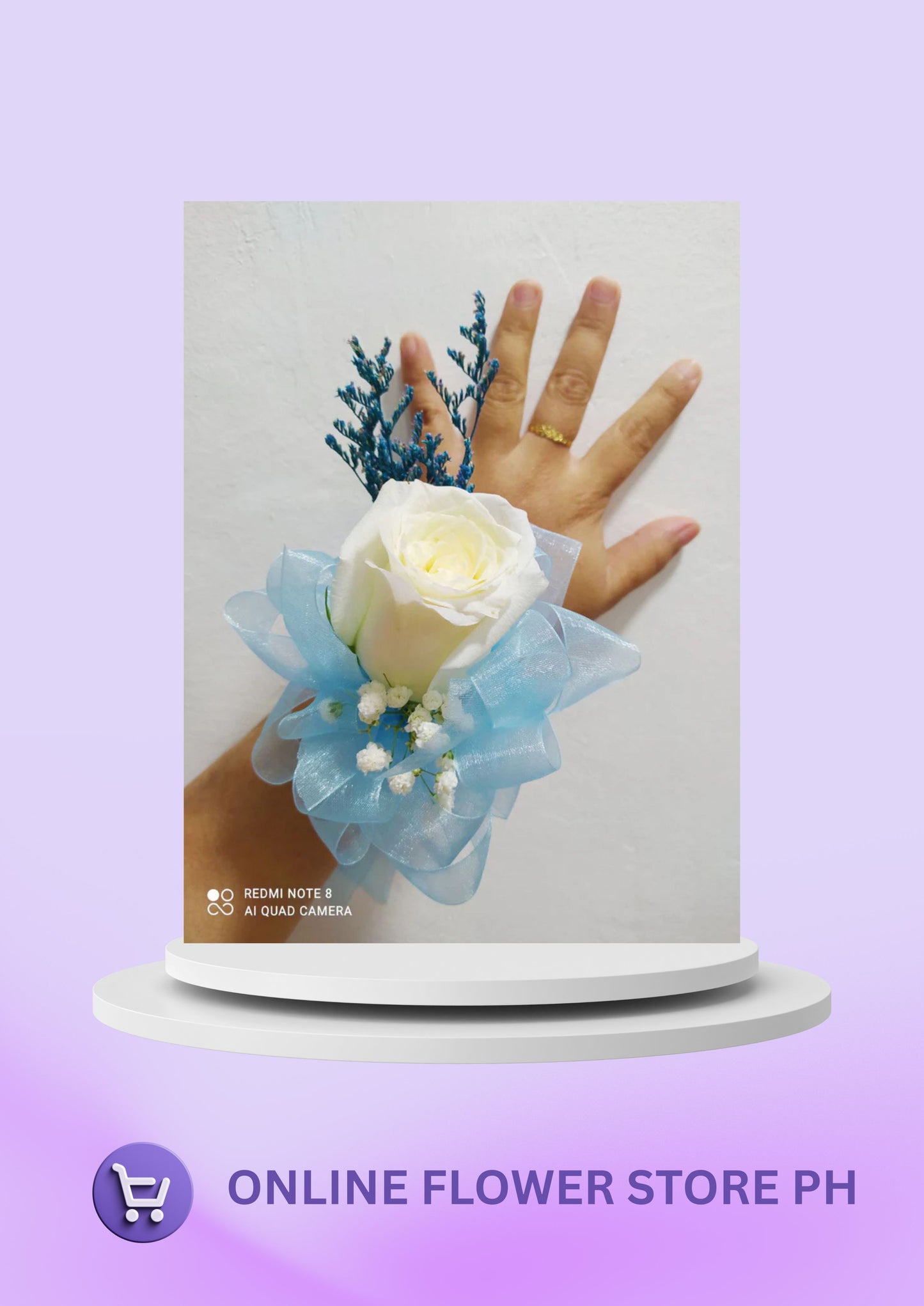 Wrist corsage - White and Blue