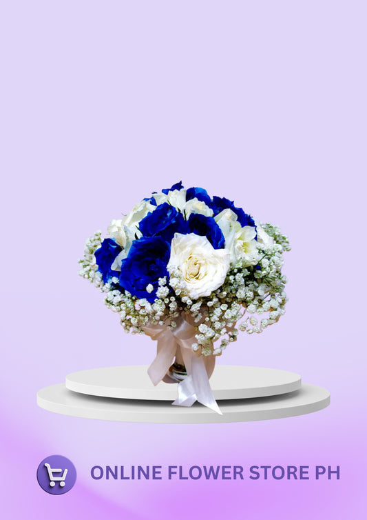 Bridal - White and Blue Accent