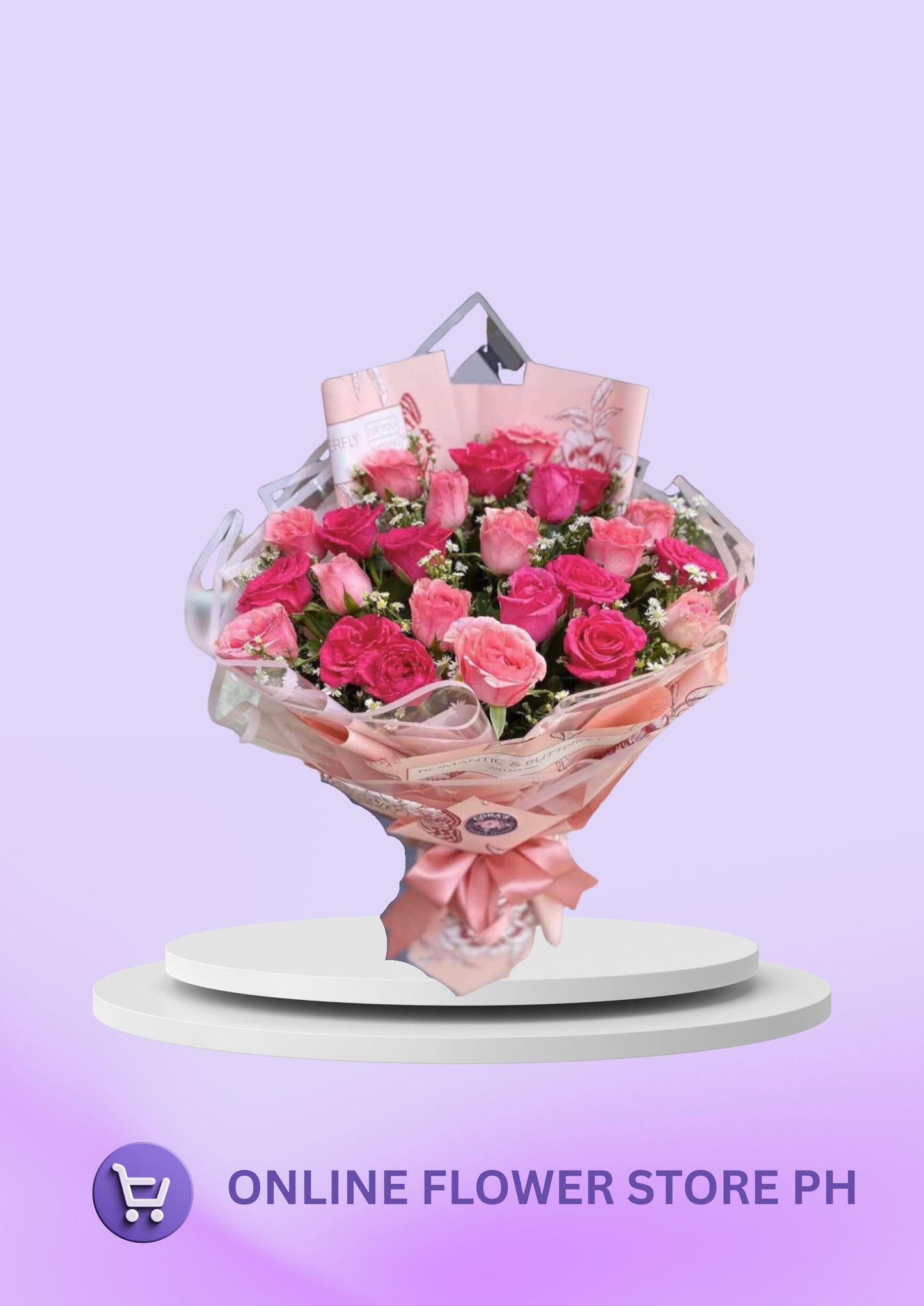 Blush & Fuchsia Rose Bouquet