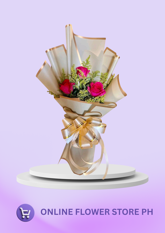 3 Stems Pink Rose Bouquet