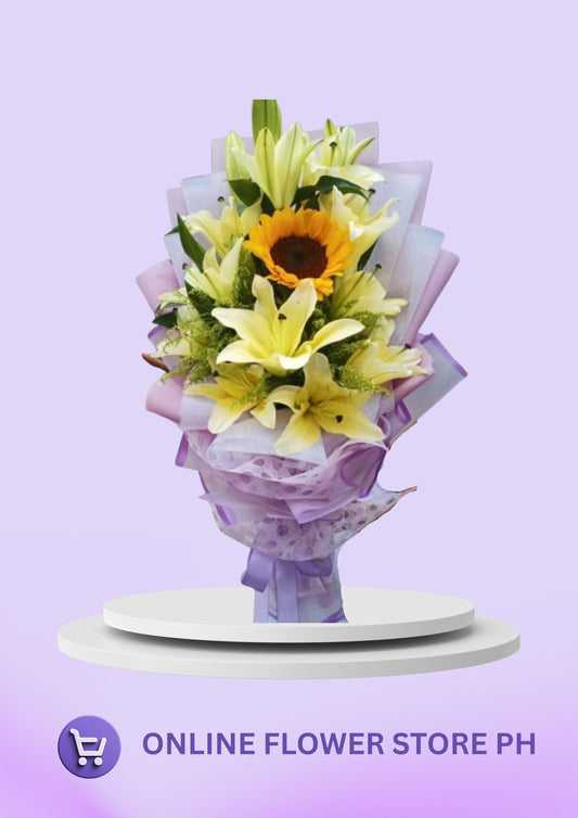 CB-  5 stems Stargazer & Sunflower Bouquet
