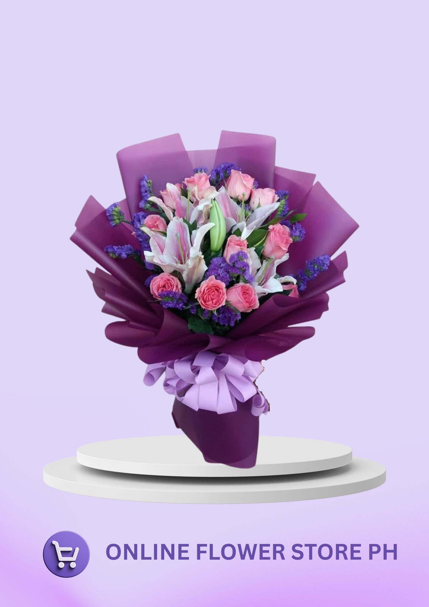CB- 1 Dozen Pink Roses & Stargazer Bouquet