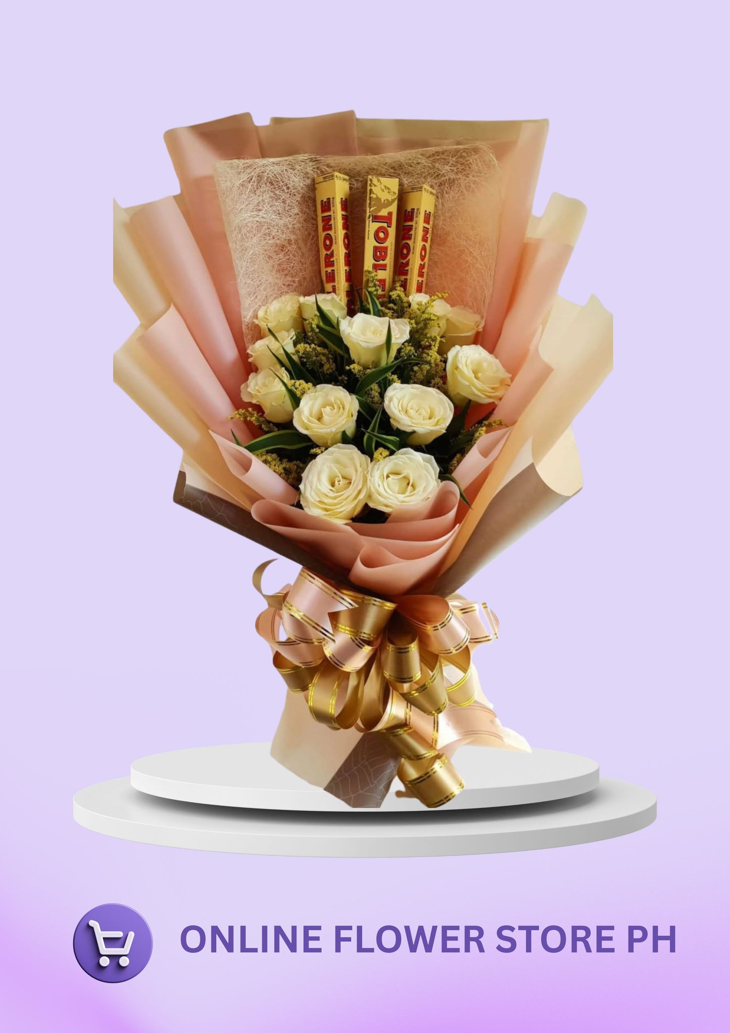CB- 1 dozen White  Roses with Chocolates