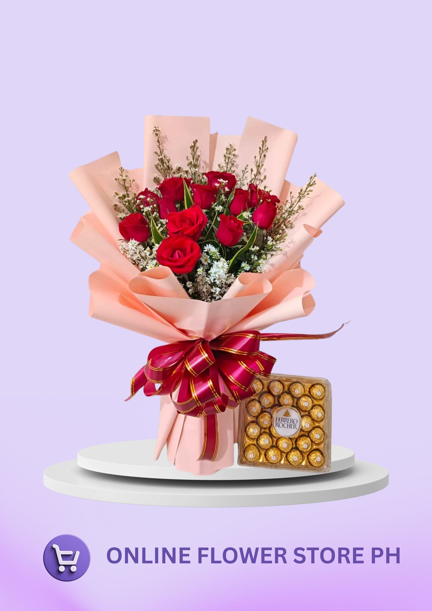 CB- 1 dozen Red Roses with Ferrero Rocher