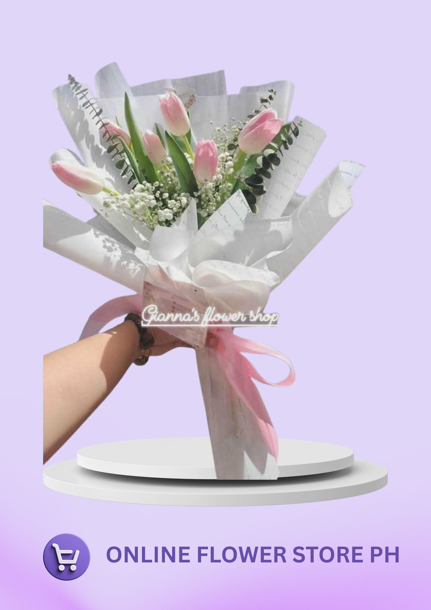 Z-“Blushing Tulips: 6-Stem Pink Tulip Bouquet”