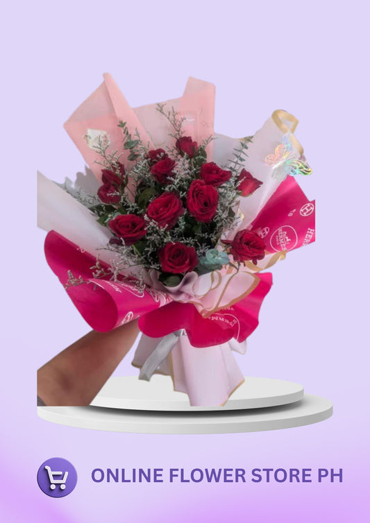 Z-“Mystic Romance: 1 Dozen Mystic Red Roses Bouquet”