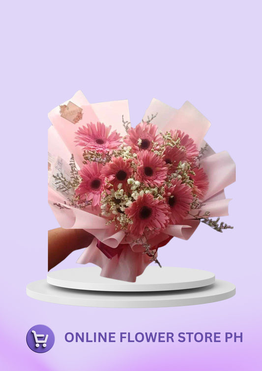 Z-“Joyful Charm: 10-Stem Pink Gerbera Bouquet”