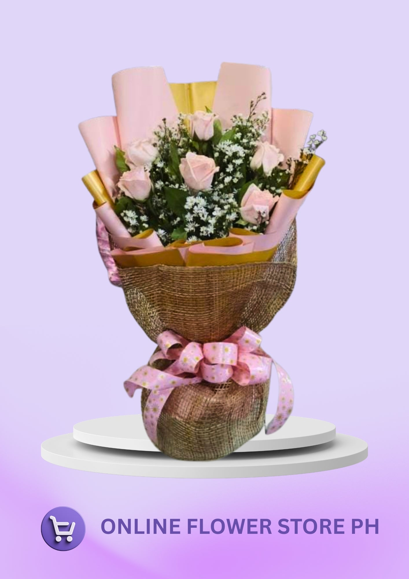 Blush Elegance – 6 Light Pink Roses Bouquet