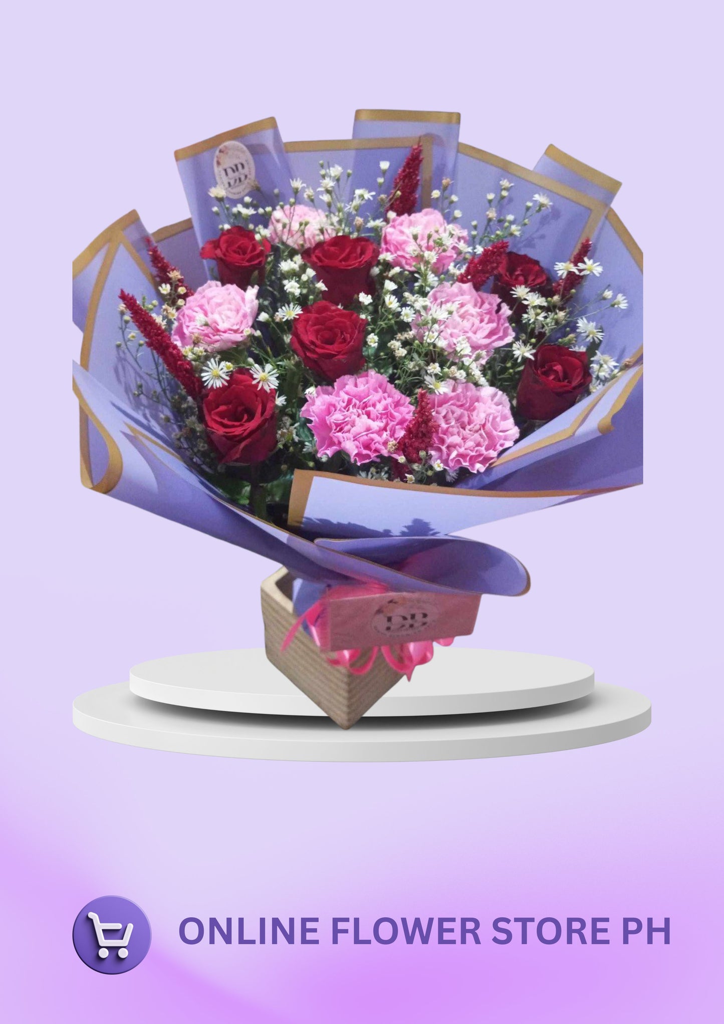 BI- Blushing Romance: Red Roses & Pink Carnations Bouquet