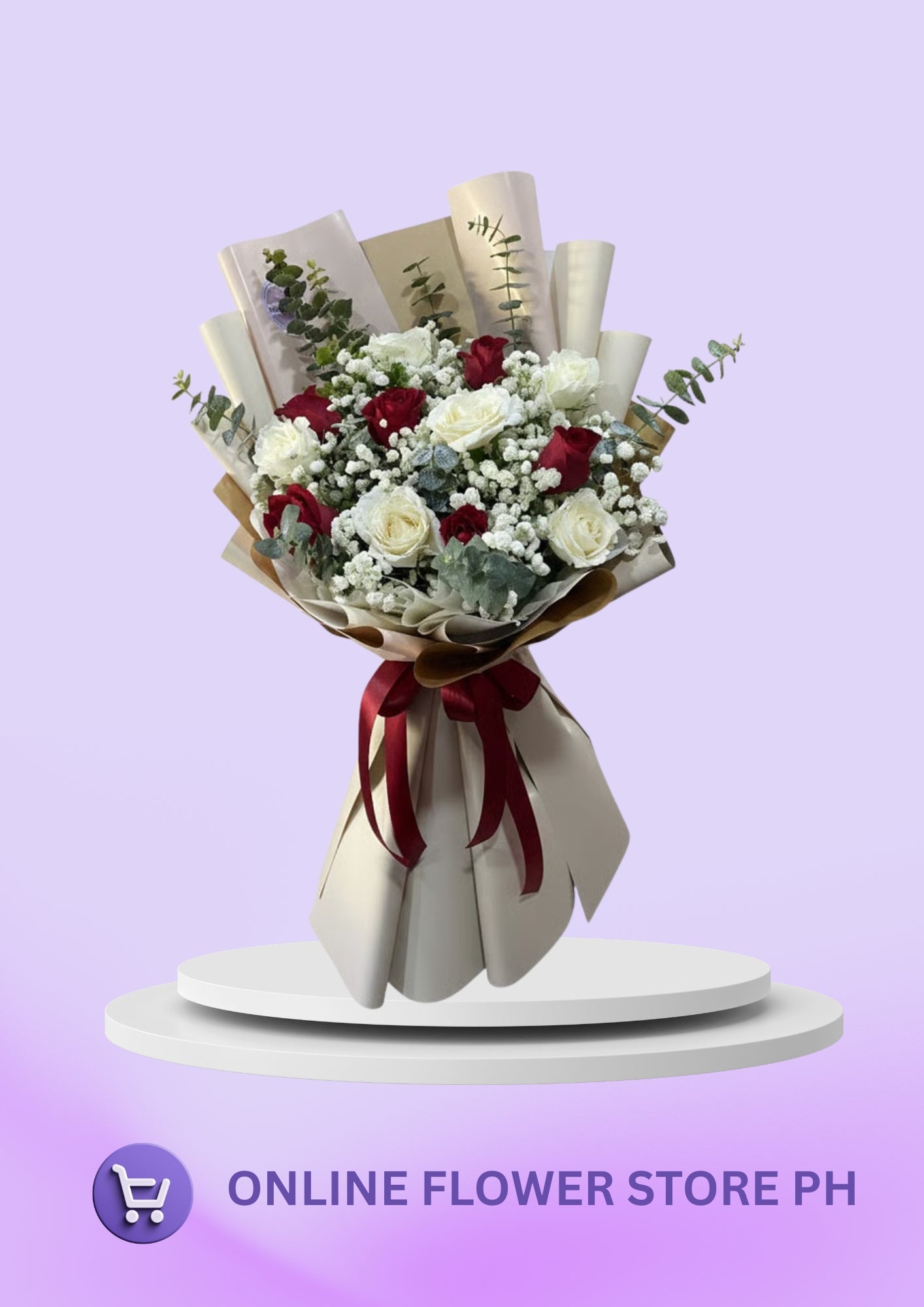 12 Elegant Red and White Rose Bouquet