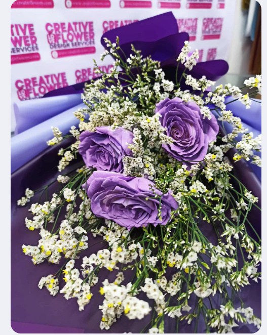 3 stems- purple spray