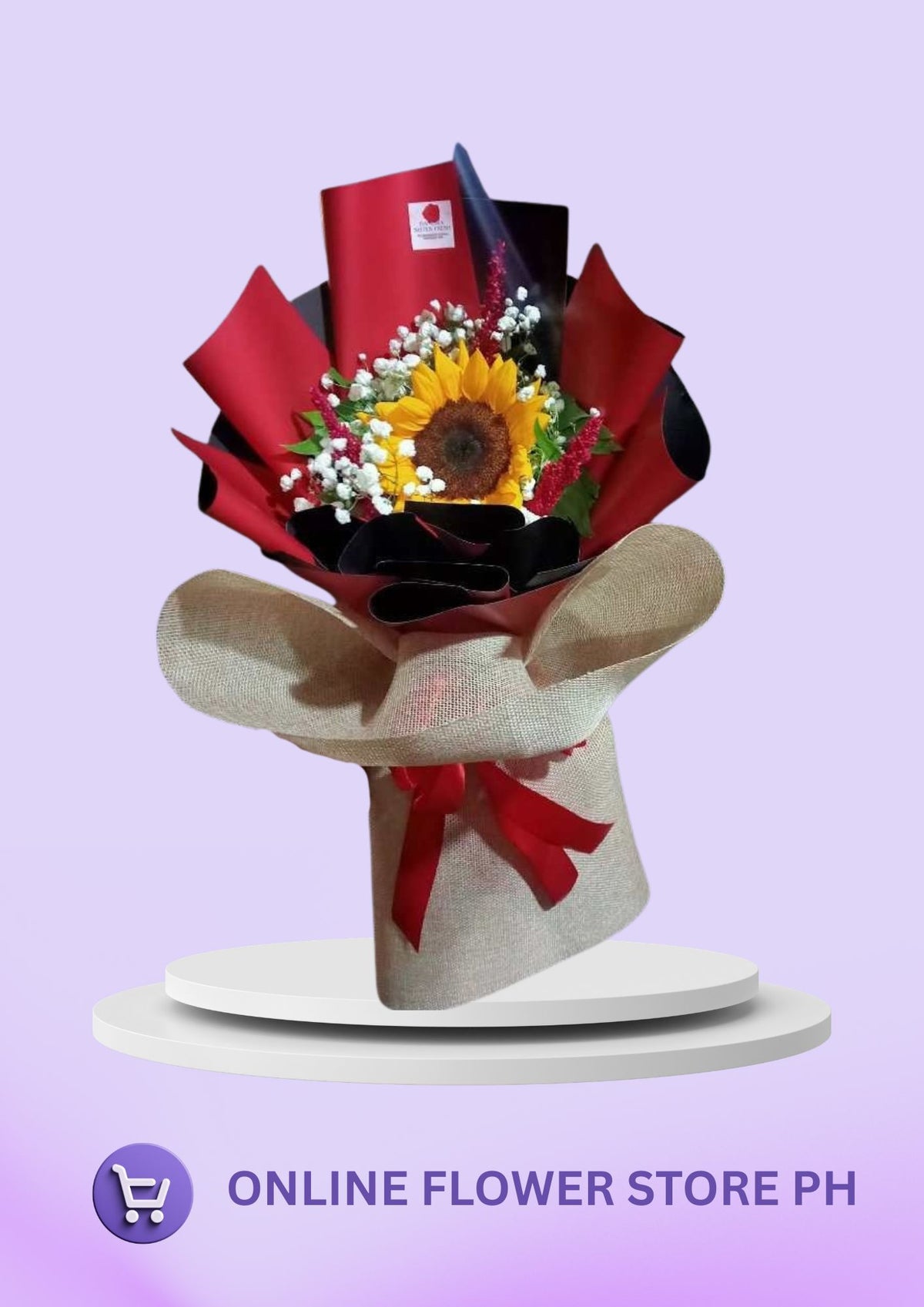 Red Wrapped Single Sunflower