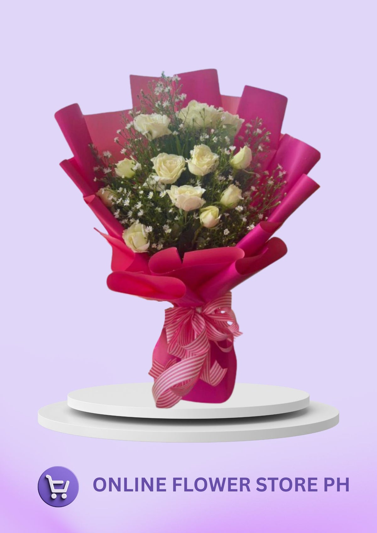 1 Dozen White on Pink