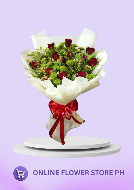 Metro Manila Classic 12-Stem Red Roses Bouquet with Fillers