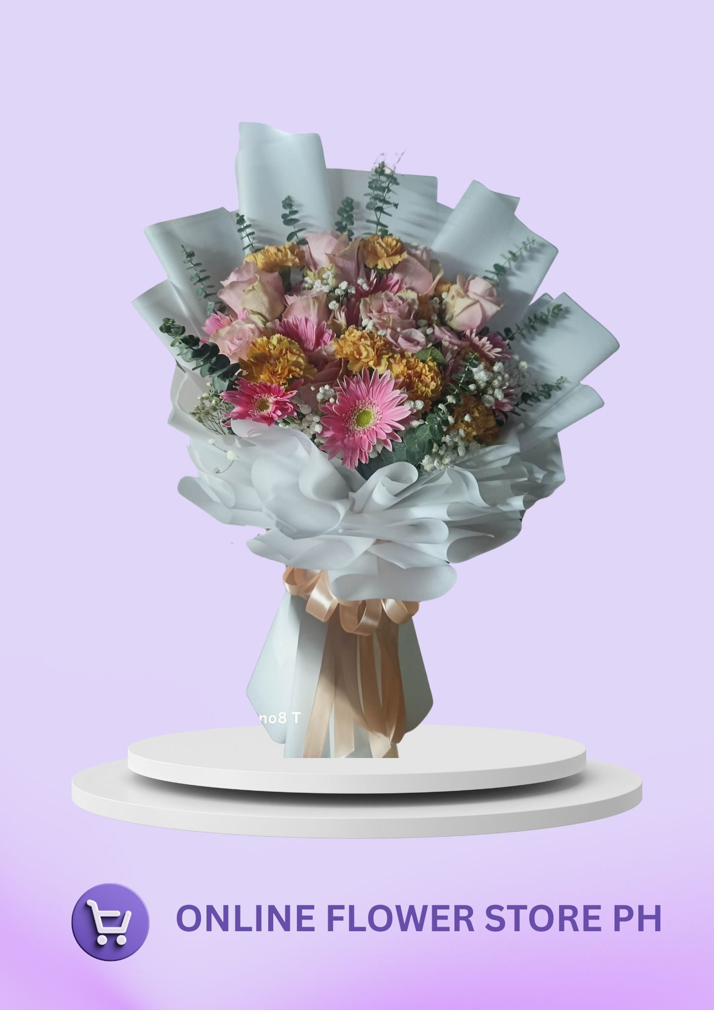 Blushing Meadow – Light Pink Roses, Carnations & Daisies Bouquet