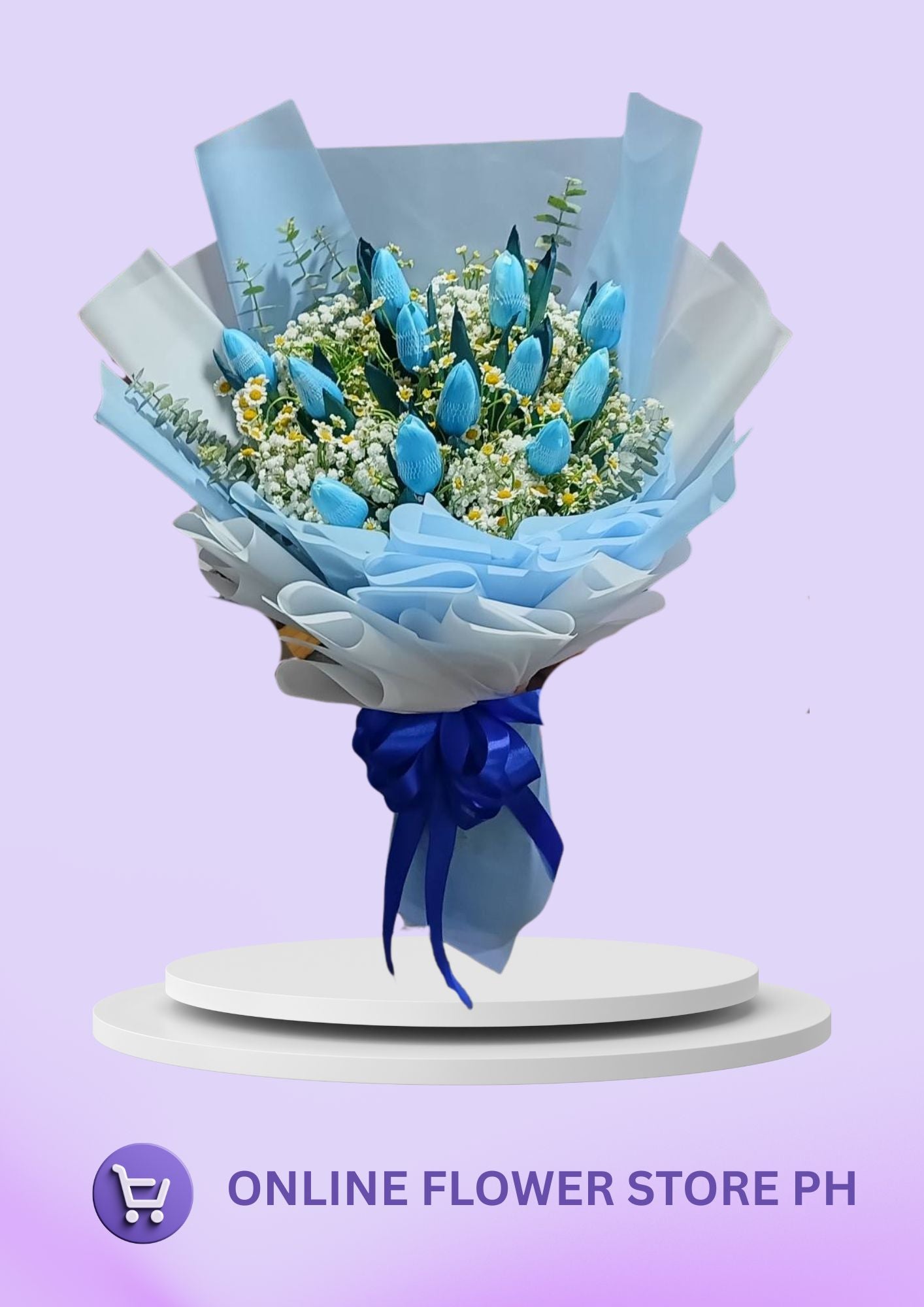 Blue Serenity – 12-Stem Blue Tulips Bouquet
