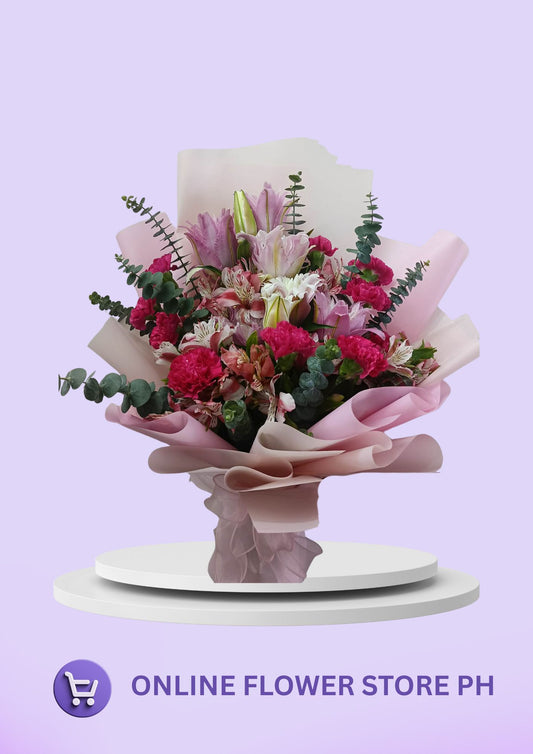 Blossom Harmony – Lily, Carnation & Alstroemeria Bouquet
